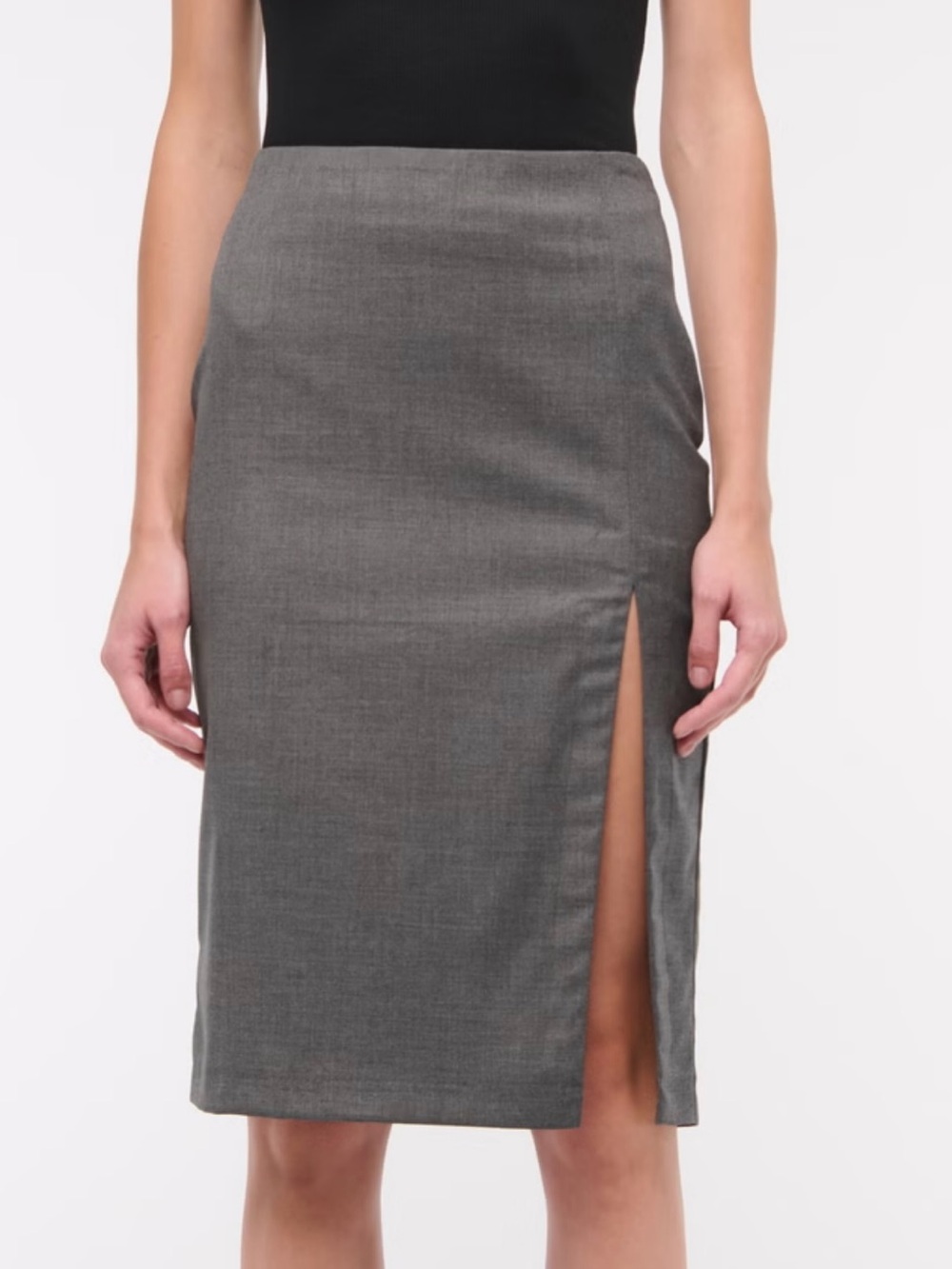 Abercrombie Classic Grey Pencil Skirt with Front Slit